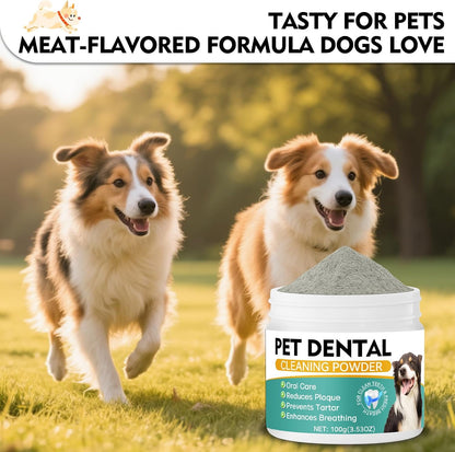 Dog Dental Powder, Dog Teeth Cleaning Powder- Natural Breath Freshener for Dogs, Tartar & Plaque Remover, Dental Care for Small, Medium, Large Dogs & Cats (Dog Dental Powder)