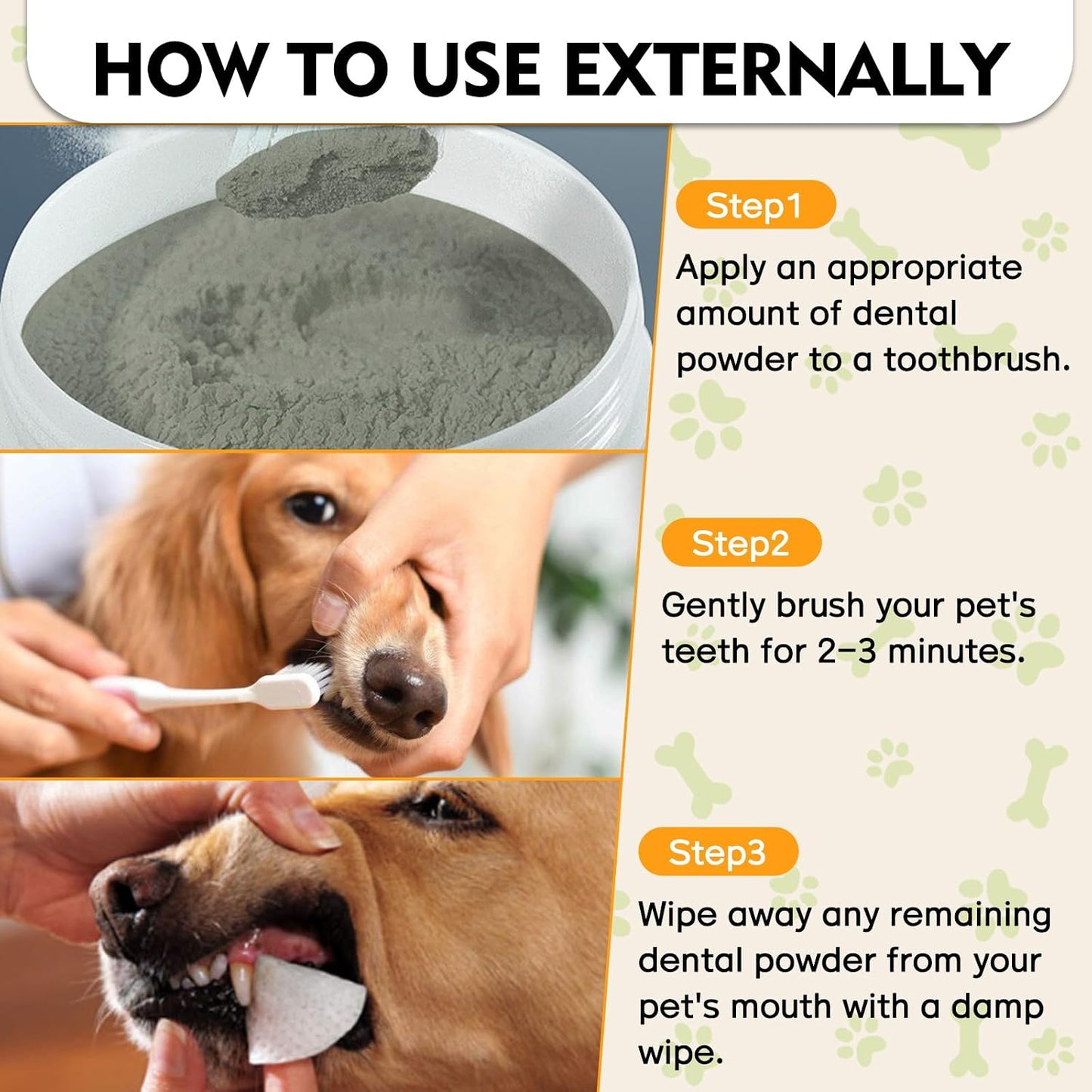 Dog Dental Powder, Dog Teeth Cleaning Powder- Natural Breath Freshener for Dogs, Tartar & Plaque Remover, Dental Care for Small, Medium, Large Dogs & Cats (Dog Dental Powder)
