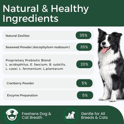 Dog Teeth Cleaning Powder for Dogs & Cats, Dental Powder for Plaque & Tartar Control, Fresh Breath Oral Care, No Brushing Needed, 150G